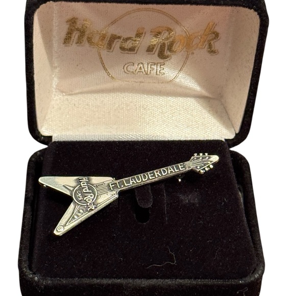 Hard Rock Cafe Fort Lauderdale Sterling Silver 925 Guitar Pin Brooch NIB - Picture 3 of 5